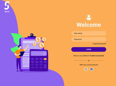 Splid login page application design designer illustration iot logo product design ui uiux ux