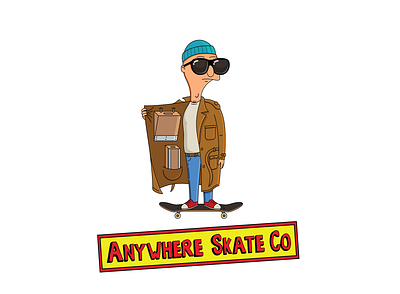 Anywhere Skate Co - 'Ramp Smuggler' brand branding caricature cartoon design flat illustration logo pastiche skate skate brand skateboard skateboarding vector vectors vectortart