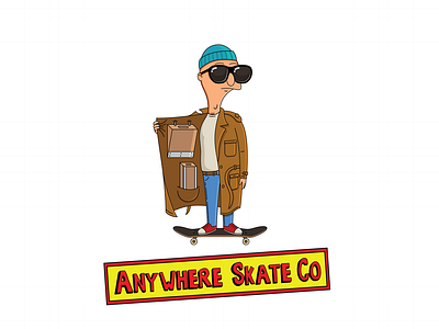 Anywhere Skate Co - 'Ramp Smuggler' brand branding caricature cartoon design flat illustration logo pastiche skate skate brand skateboard skateboarding vector vectors vectortart