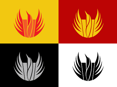 Phoenix Logo (Colors) bird black branding gold logo orange phoenix red silver