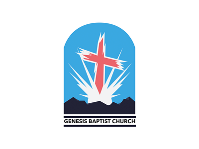 Genesis Baptist Church branding christian church cross logo mountains