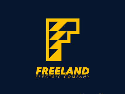 Freeland Electric Co. black lightning branding city company electric f lightning logo power