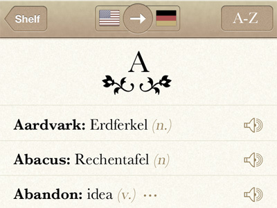Languages Iteration #3 app dictionary ios iphone mobile texture topbar translation ui