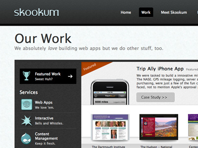 Skookum.com dark portfolio texture web website