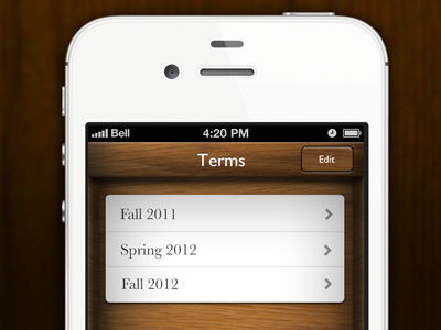 Grades Pro Theme brown ios iphone paper tableview ui user interface wood