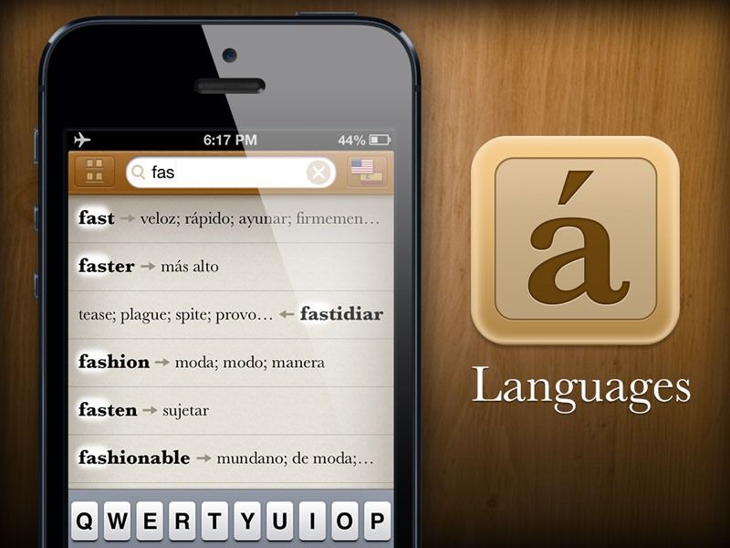 One Week languages wood promo ui app iphone ios search
