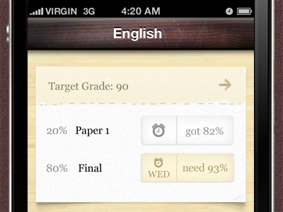 Grades 2 Preview app ios iphone paper shadow ui wood
