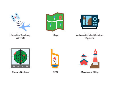 Navigation Icons in Flat Style