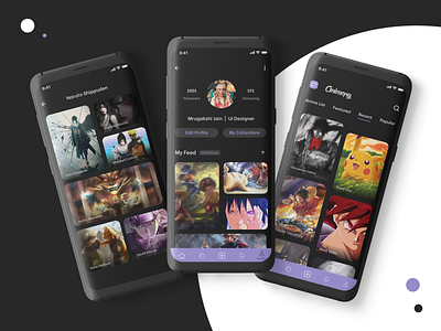 Animepy - Dark mode android android app android app design anime app app community app design designer figma ios iosapp photos ui uiux wallpaper app