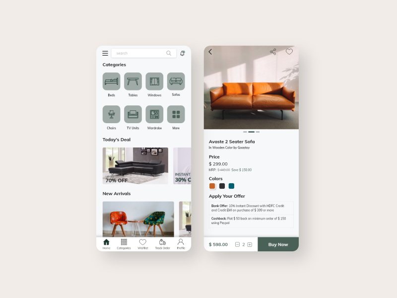 Furniture app UI by Ajay Umat on Dribbble