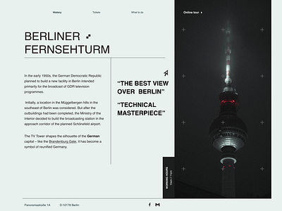 History page for Berliner Fernsehturm branding graphic design ui