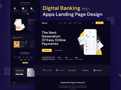 Digital Banking | Apps Landing Page Design apps landing page banking apps digital banking financial apps landing page design landingpage ui apps ux design web application website