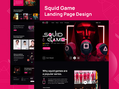 Squid Game Landing Page Design game gaming landing page gaming website landing page design squid squid game tv series ui design ux design web series website design