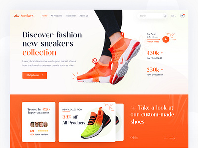 Sneakers Shoes Store web Header landing page design landingpage shoes store sneakers sneakers shoes shop sneakers shoes store web header ux design website design