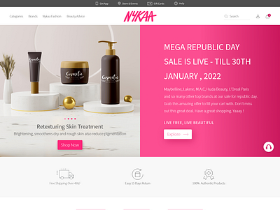 Nykaa - Redesign Web Landing Page adobe xd ui uiux webdesigner webredesign websitedesign