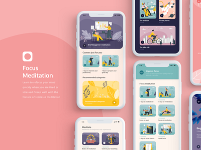 Focus Meditation App app design figma figma ui mobile app ui ui design ui designer uiux