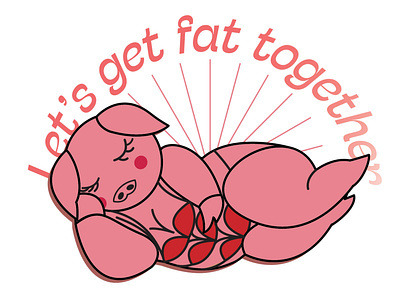 Let's get fat together bikini branding illustration logo pig pink