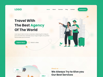 Travel Landing Page agency app design booking app branding clean design flight app landing page tour travel travel agency travel booking travel landing page traveling trip ui uiux vacation web page website