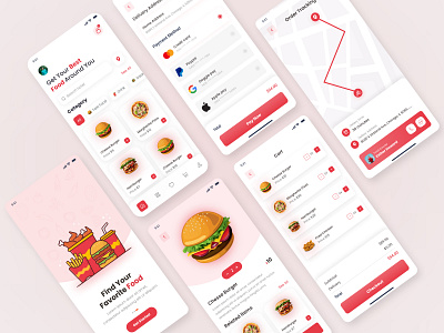 Food Delivery App Design (full Version) 🍔🍕 burger cart app clean delivery app food food and drink food delivery food design food order full version app minimal mobile app payment app pizza recipe app resturant app tracking app uiux