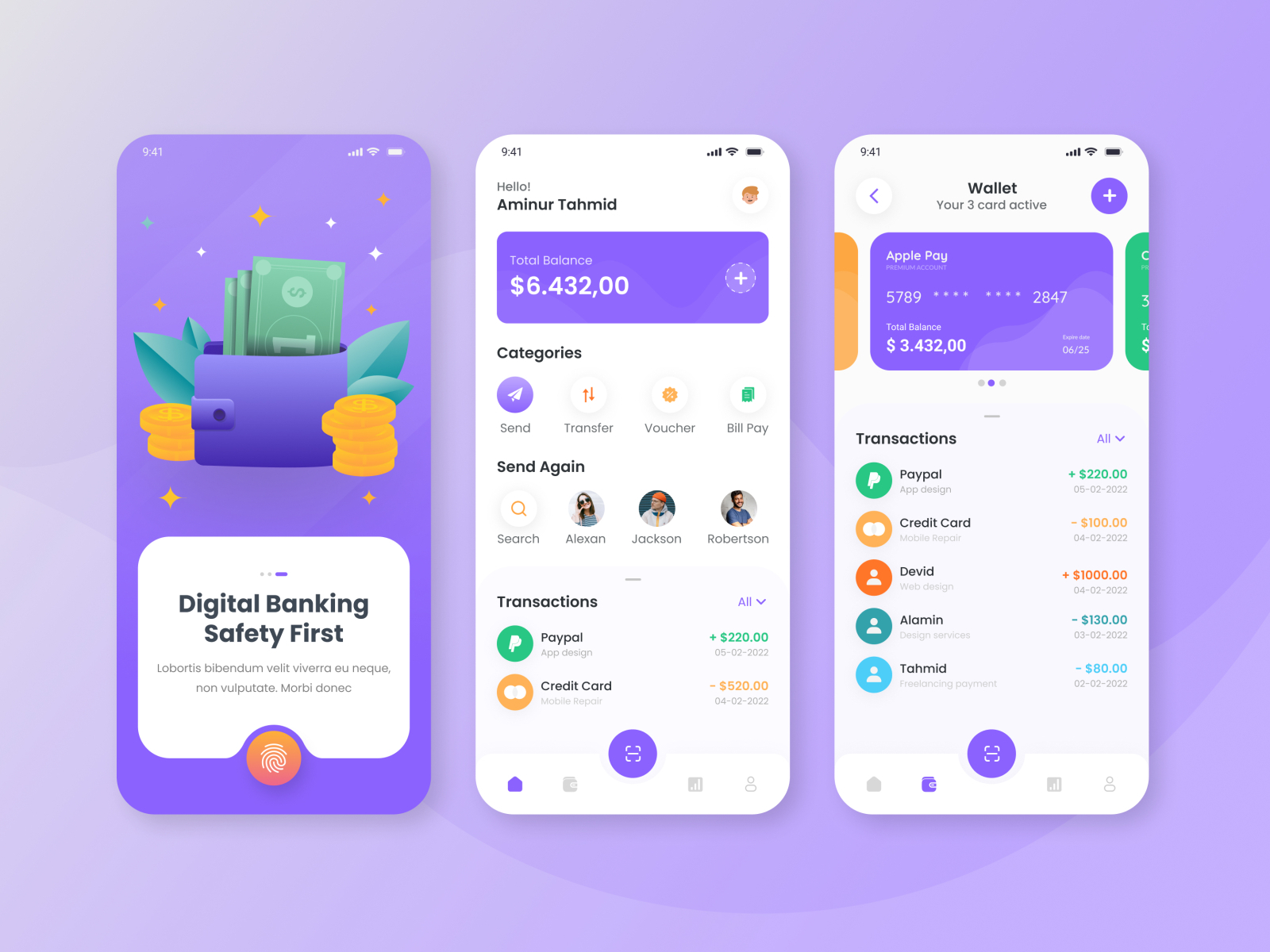 Wallet App Design by Aminur Tahmid on Dribbble