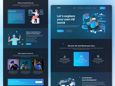Virtual Reality Services Landing Page Website ar artificial intelligence augmented reality clean design future futuristic home page landing page meta modern oculus services tech technology ui uiux virtual reality vr website