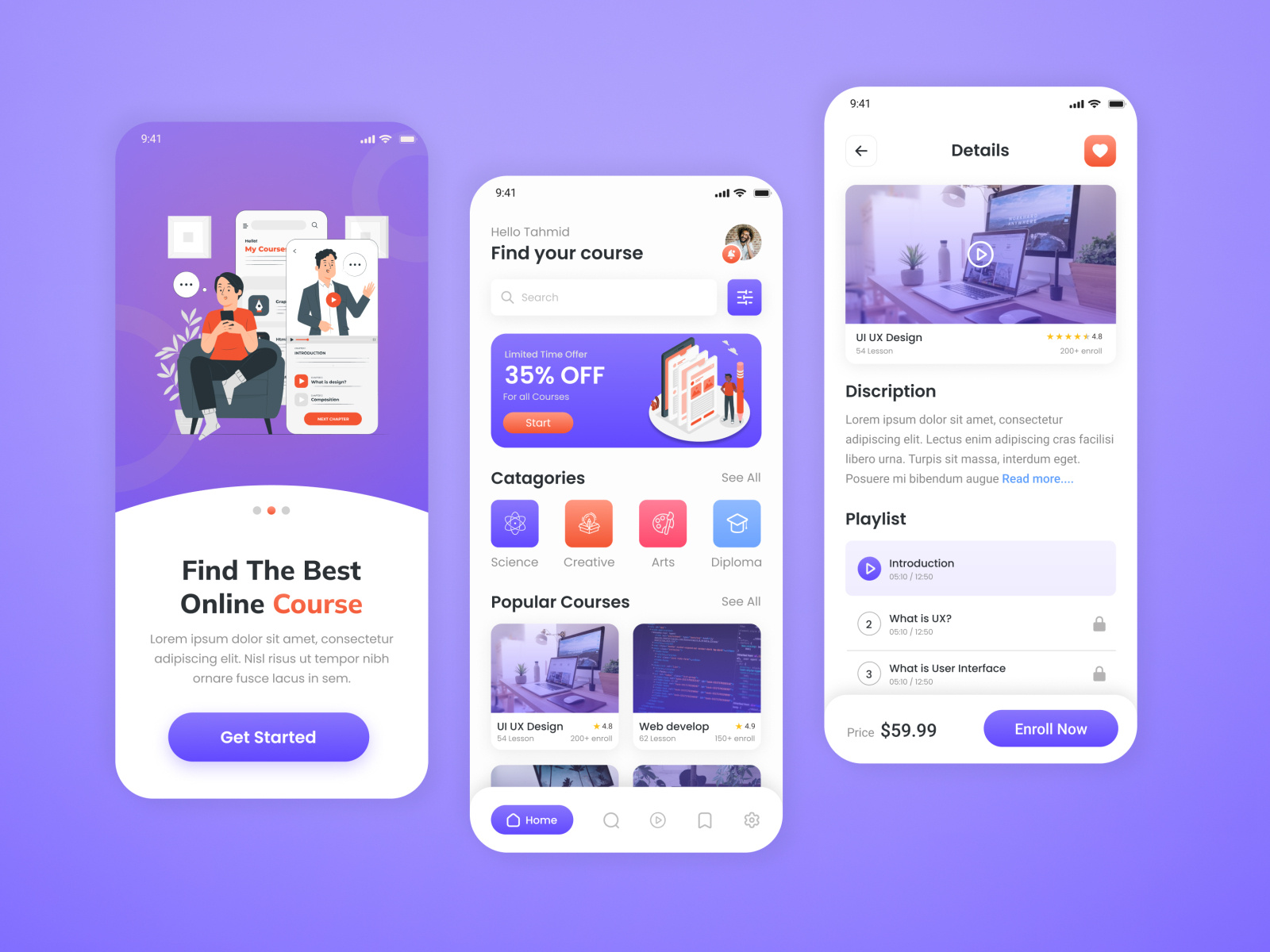 Online Learning Mobile App by Aminur Tahmid on Dribbble