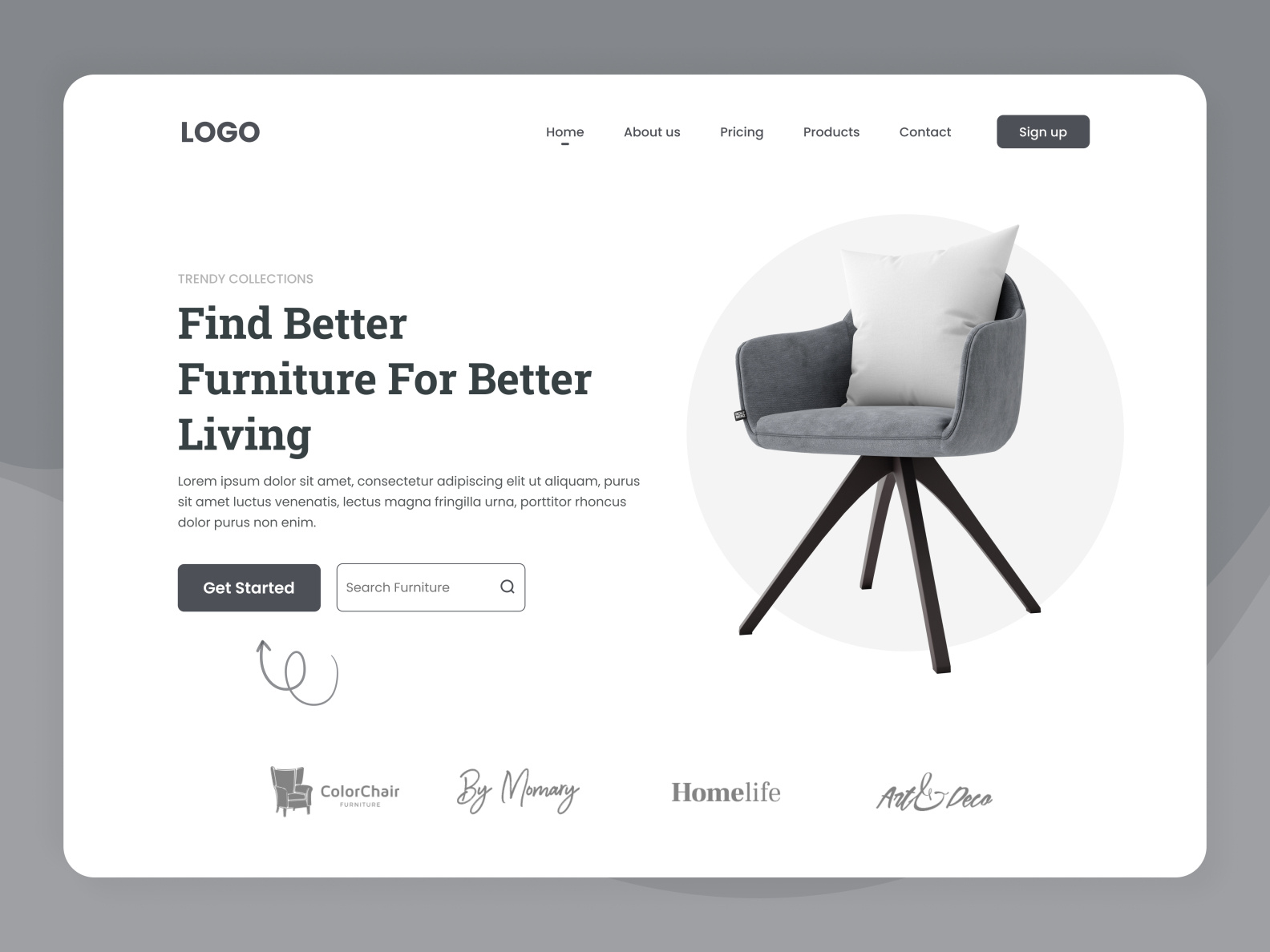 Furniture Landing Page Design by Aminur Tahmid on Dribbble