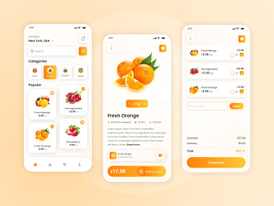 Grocery and Food Delivery App 🍔 android app app design cart clean colorful design food food and drink food delivery app food order fruit grocery app grocery delivery app iso app mobile app online order order ui uiux vegetable