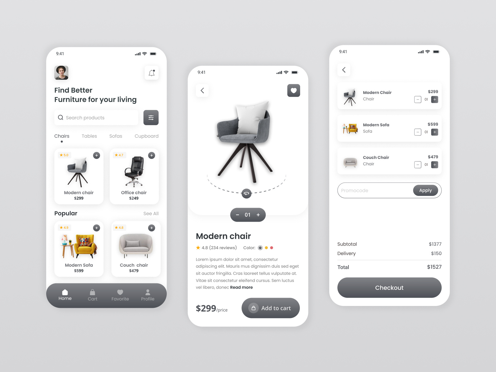 Furniture App Design by Aminur Tahmid on Dribbble