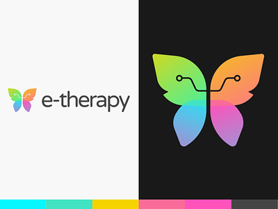 e-therapy logo branding butterfly digital gradient gradient logo logo logo design logo mark mental health service therapy