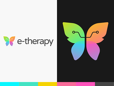 e-therapy logo branding butterfly digital gradient gradient logo logo logo design logo mark mental health service therapy