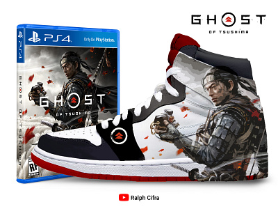 GHOST OF TSUSHIMA X AIR JORDAN 1 CUSTOM SNEAKER | MOCKUP USING A ghostoftsushima photoshop sneaker sneaker art sneaker illustration sneakerhead suckerpunch