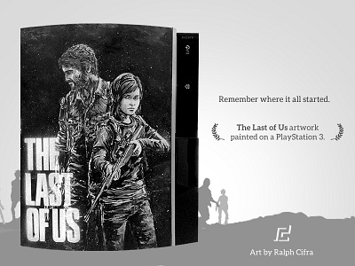 The Last of Us Remastered artwork painted on a PlayStation 3 art custom ellie game illustration joel naughtydog neildruckmann ps3 ps4 thelastofus thelastofusonenightlive