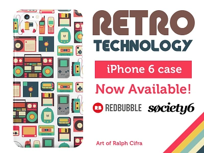 Retro Technology for iPhone 6 cases NOW AVAILABLE apple art casette diskette game iphone llustration music plus retro technology vector