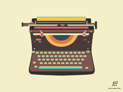 Typewriter art flat icon illustration keyboard typewriter vector