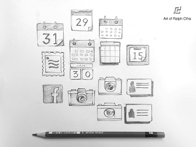 Icon Sketches art calendar camera drawing facebook handdrawn icon illustration pencil sketch wip