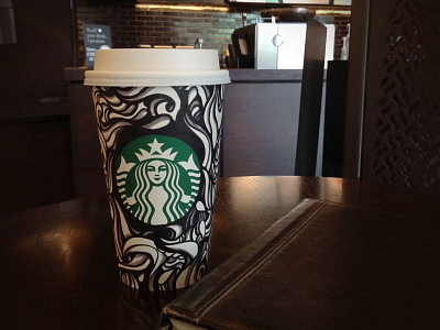 Custom Starbucks Cup ^_^ art coffee cup custom design doodle ink logo marker scribble starbucks waves