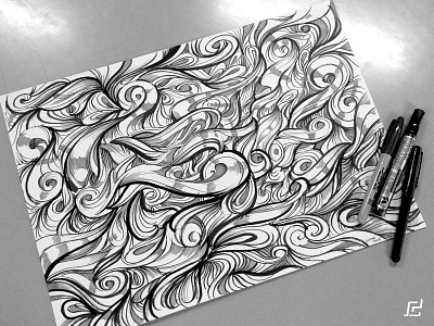 Abstract Wave experiment abstract art black drawing illustration ink marker paper practice spiral wave