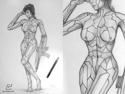 TRON WOMAN art black grayscale illustration nude paper pencil tron white