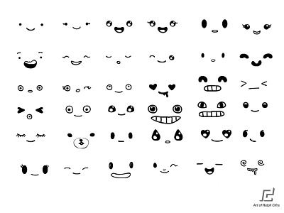 EYES AND MOUTH VECTOR PACK 01 anime art cute design eyes fun illustration mouth pack set vector