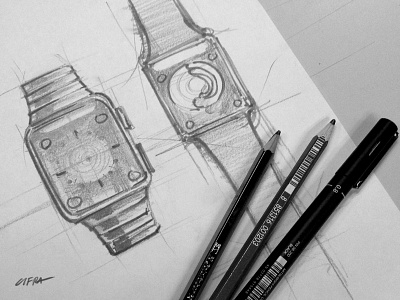 Apple Watch Illustration apple art design freehand illustration pencil sketch watch wearable