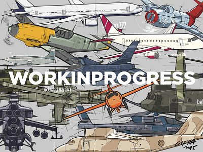 AIRCRAFT ILLUSTRATIONS (work in progress) aircraft airplane art color design illustration line paint photoshop wip