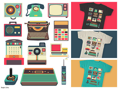 RETRO TECHNOLOGY 2.0 ON THREADLESS DESIGN CONTEST art design flat game music oldschool retro technology vector vintage