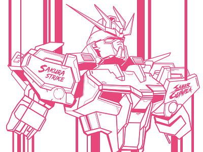 Line Art of Strike Rouge Gundam Custom