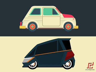 Compact Car Concept Design and Color Studies art car cars color compact design flat retro smart vector vintage