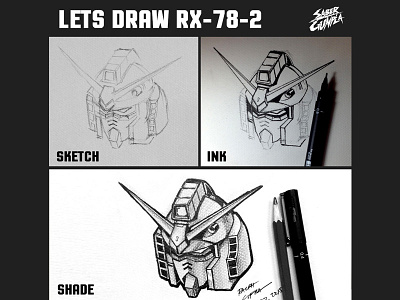 TUTORIAL: Let's Draw RX-78-2 Gundam art design drawing gundam illustration pencil sketch tutorial