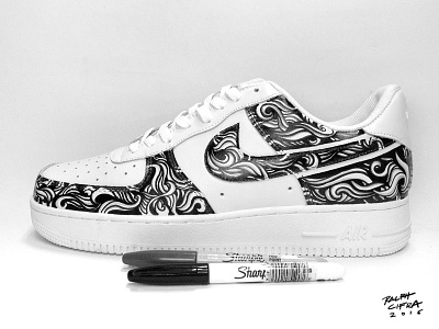 Nike Air Force 1 Custom Design abstract air art custom design doodle force illustration ink nike one wave