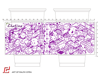 Chatime Cup Design Contest Entry art character chatime cute design illustration ink milk tea traditional