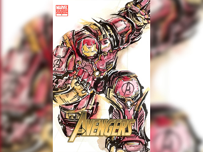 IRON MAN HULKBUSTER ARMOR armor art avengers color comics design hulkbuster illustration ink ironman watercolor