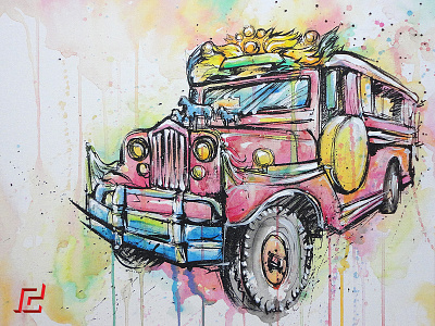 JEEPNEY WATERCOLOR PAINTING art artwork design jeep paint philippines transportation travel vehicle watercolor